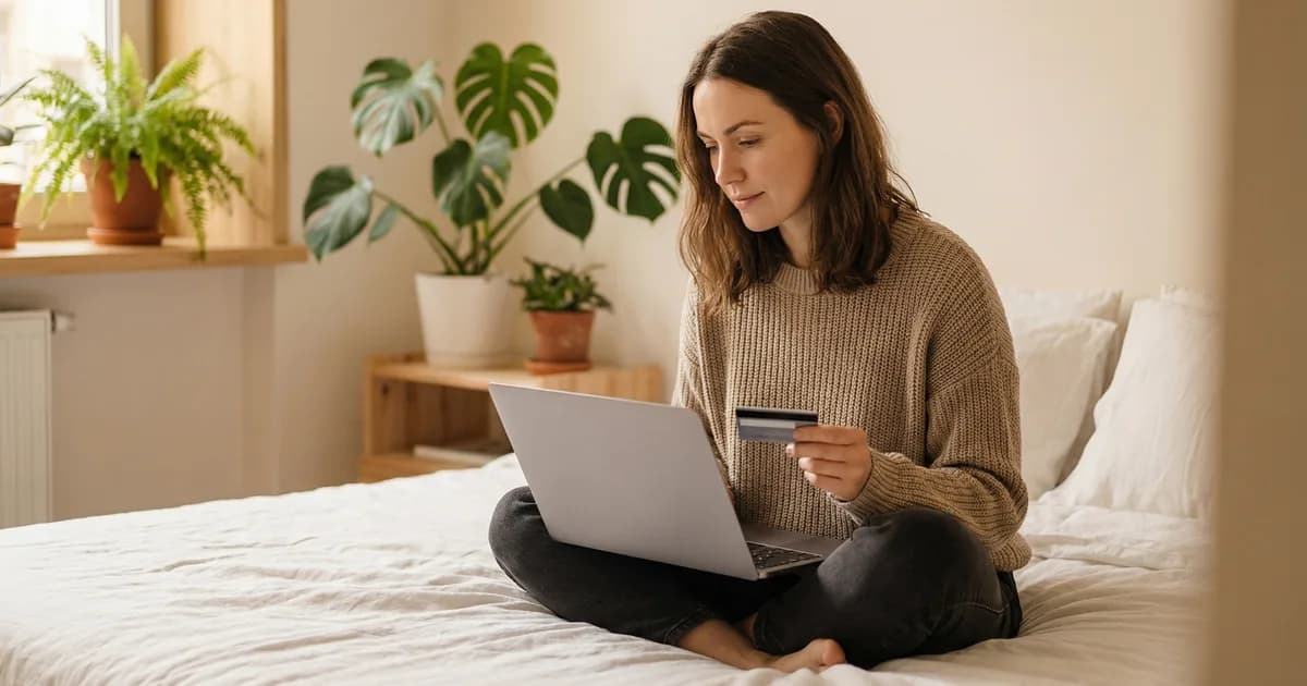 Woman researching GLP-1 medication costs on laptop