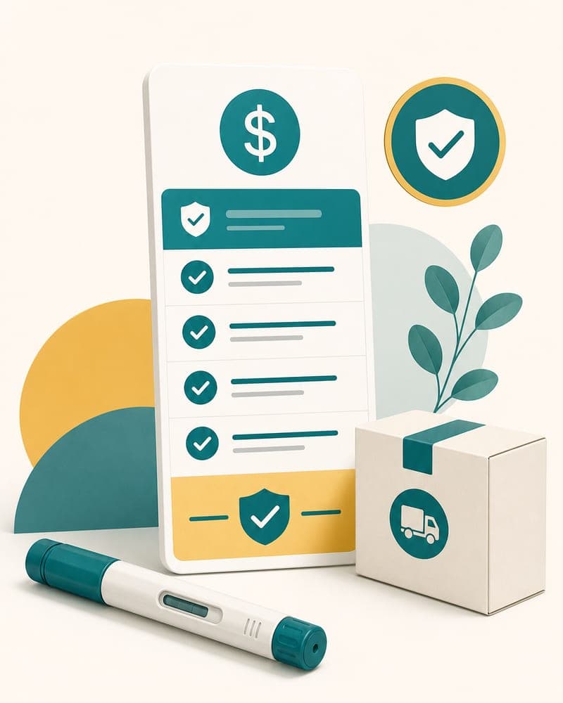 Editorial portrait illustration for GobyMeds, a transparent-pricing GLP-1 telehealth provider with both compounded and brand-name options